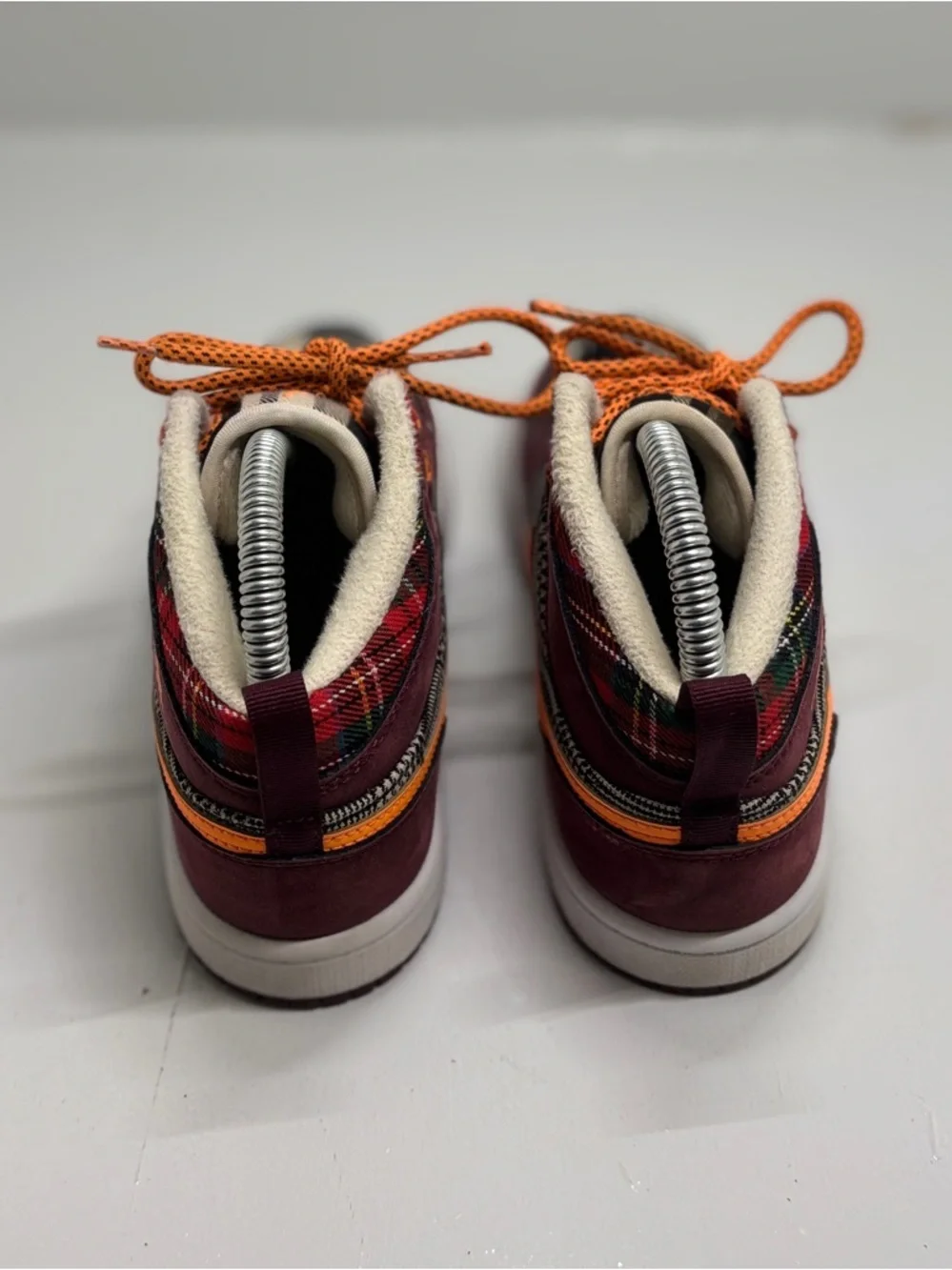 Nike Air Jordan 1 Mid GS Plaid Orange FD5461-608 Youth 3Y Burgundy Wool Sneaker